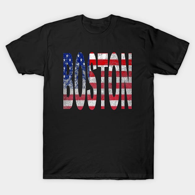 BOSTON AMERICAN FLAG T-Shirt by DESIGNBOOK